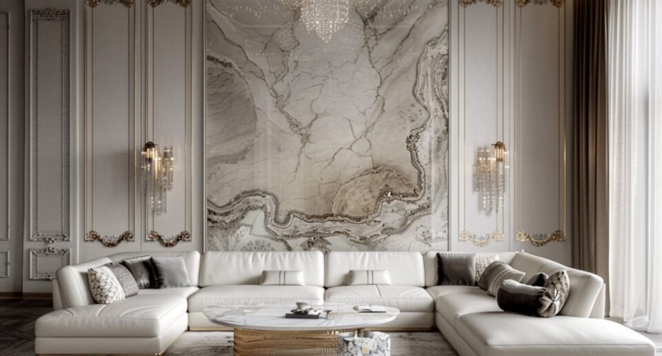 Jak urządzić przestronny salon z dużym narożnikiem w stylu glamour