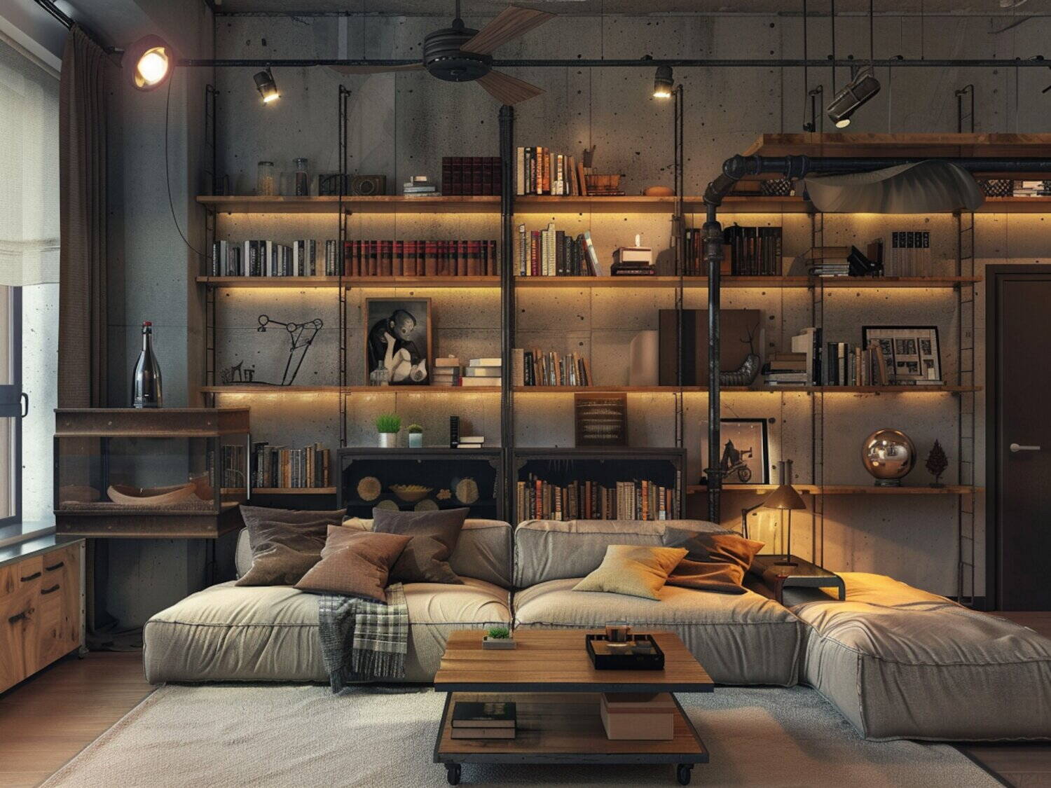 Ranking: Najlepsze regały w stylu industrialnym do mikroapartamentów.