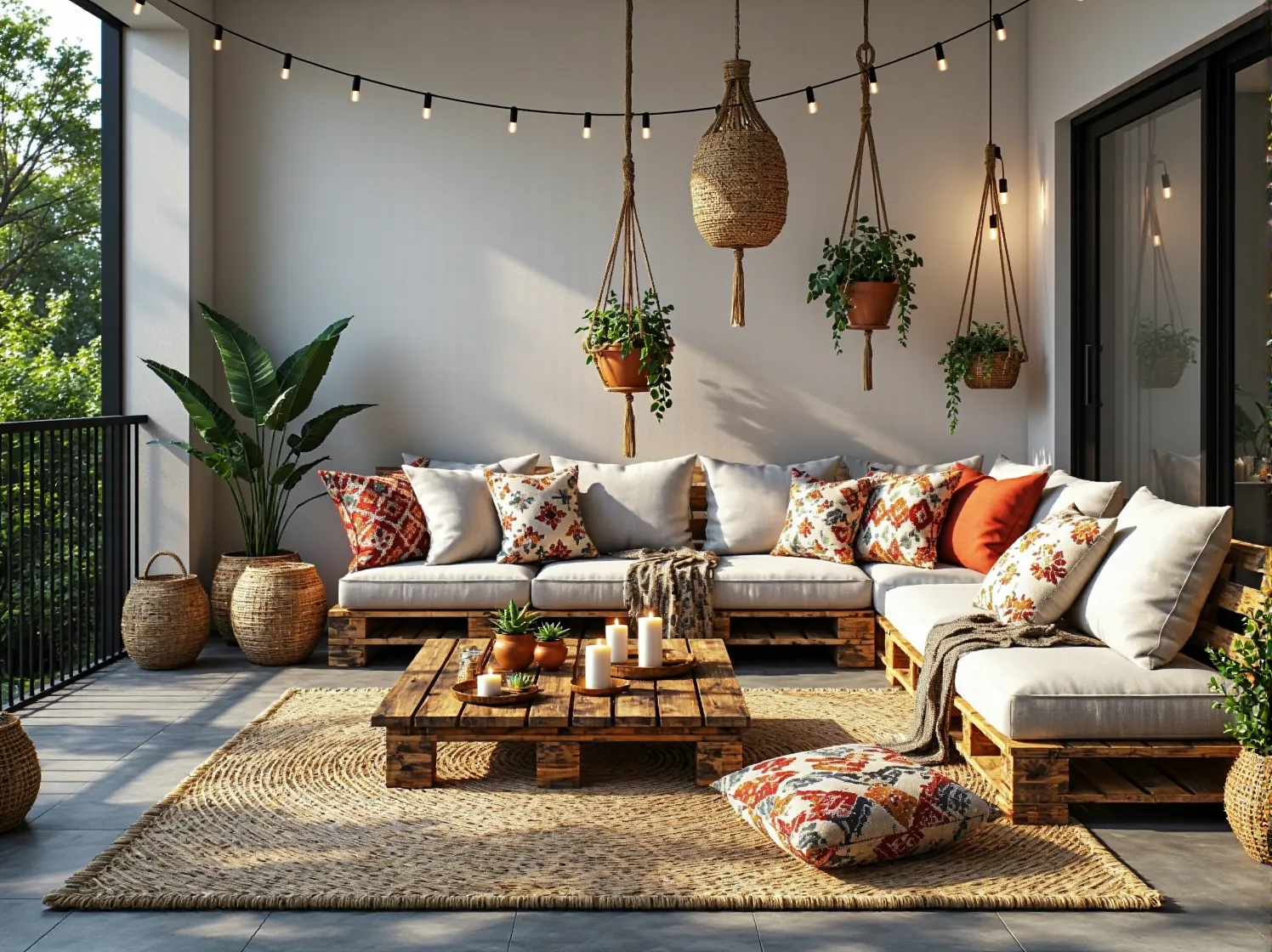 Jak urządzić balkon w stylu boho z lampami LED o delikatnym świetle