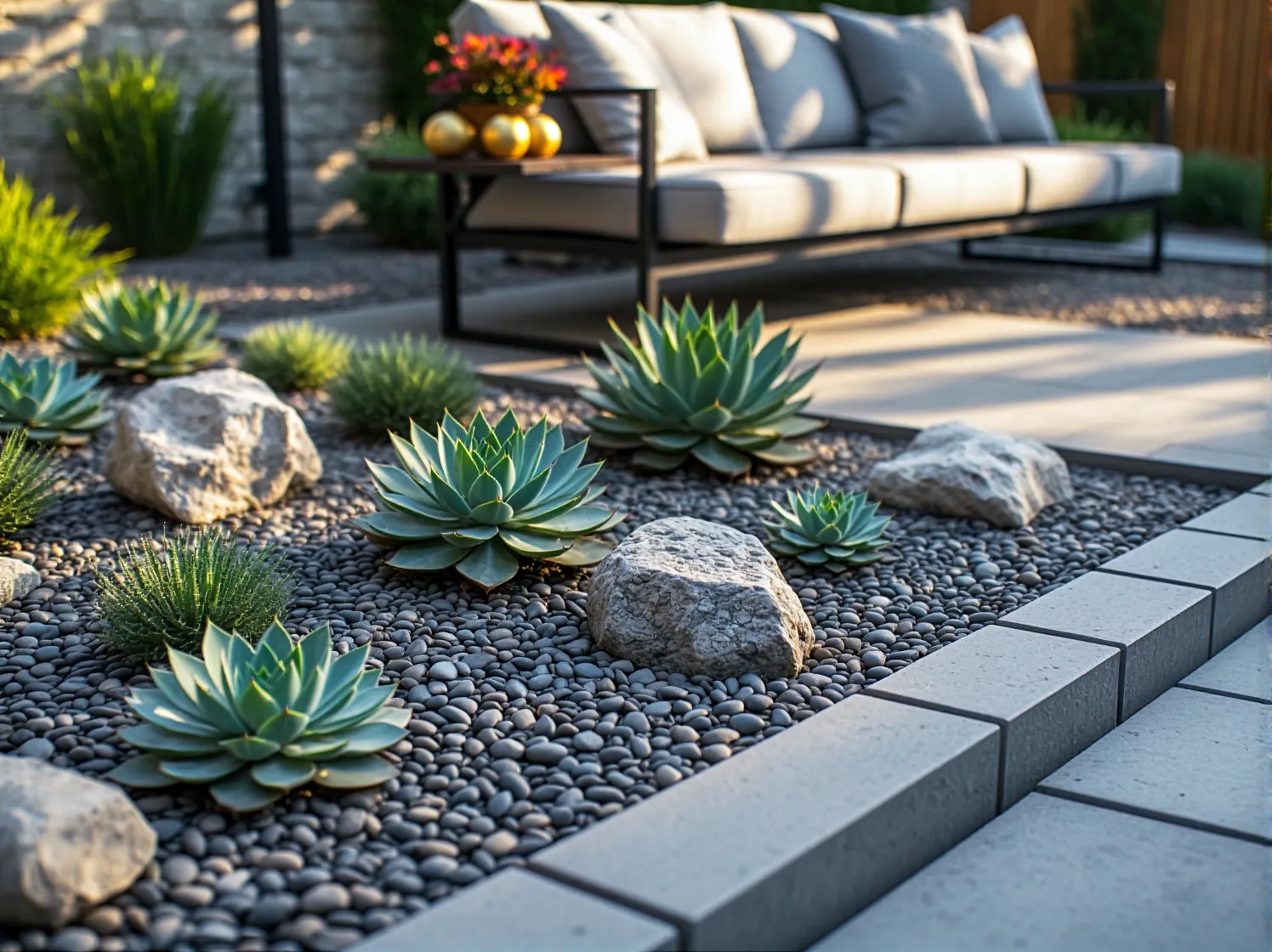 Ciepłe oświetlenie tarasu z wykorzystaniem girland i lampionów, idealne do relaksu w ogrodzie.