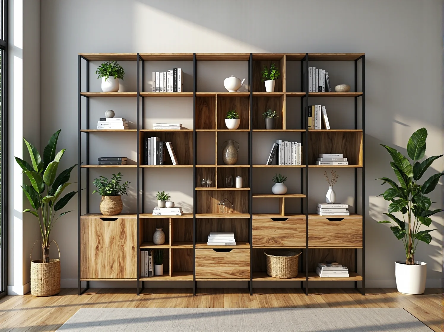 Jasne, drewniane meble rozkładane, idealny materiał do małych wnętrz.