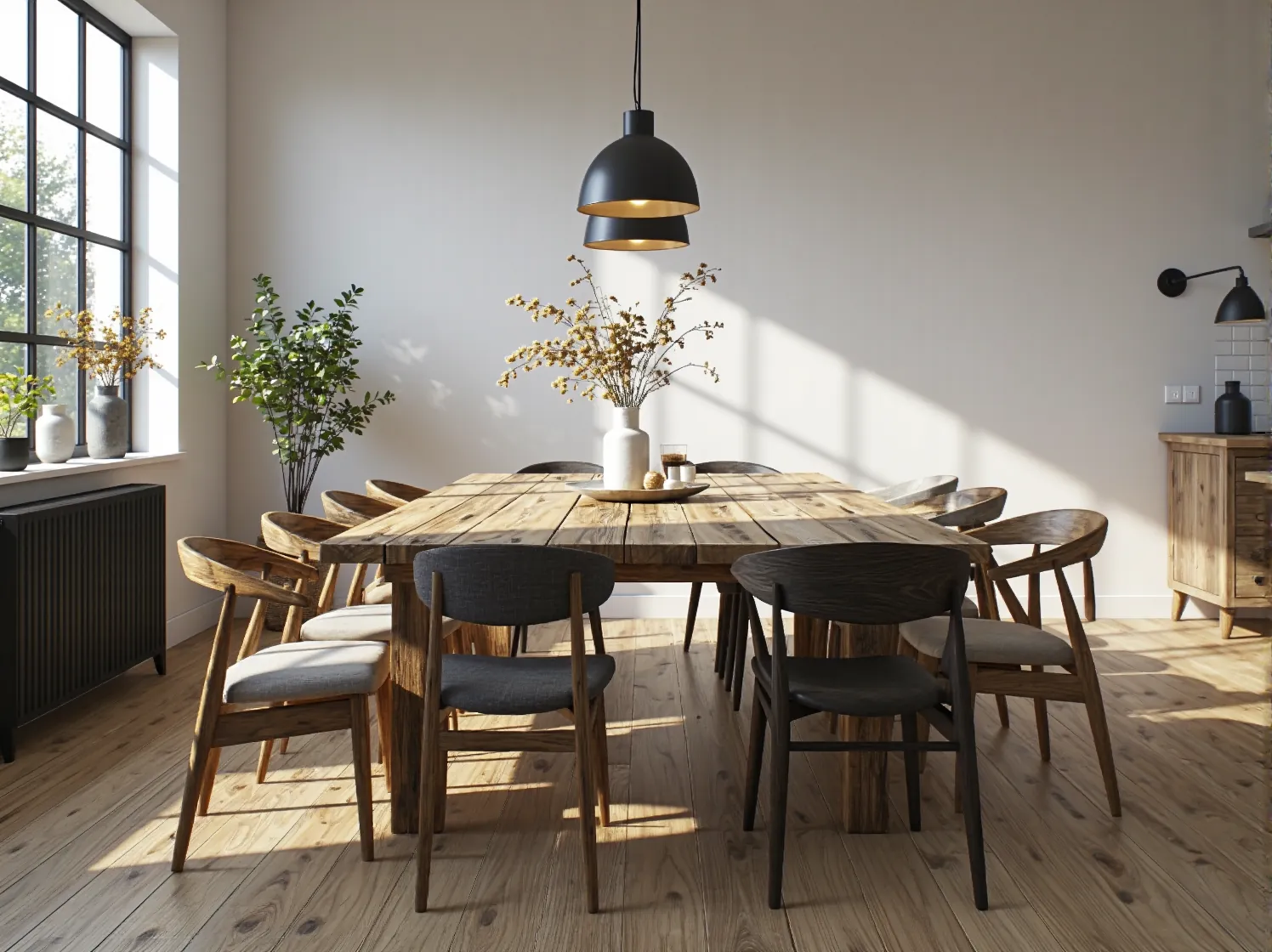 Stół z drewna z odzysku, pokazujący jak ekologiczne wybory zmieniają trendy wnętrzarskie i promują recykling.