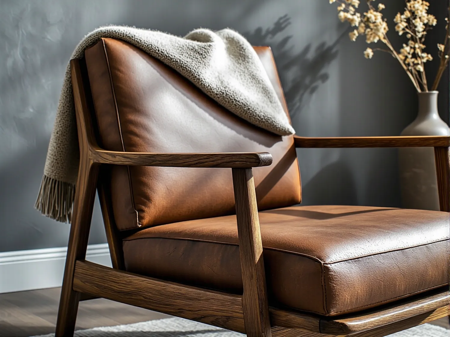 Elegancki fotel wypoczynkowy jako element luksusowego designu skandynawskiego.