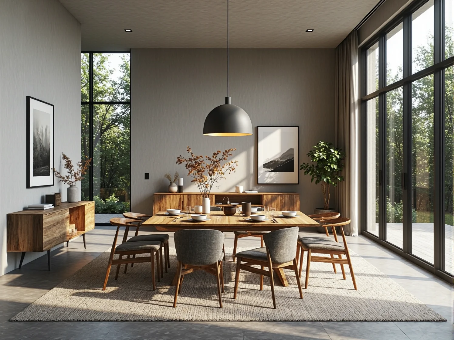 Naturalne materiały premium w minimalistycznym i luksusowym wnętrzu.