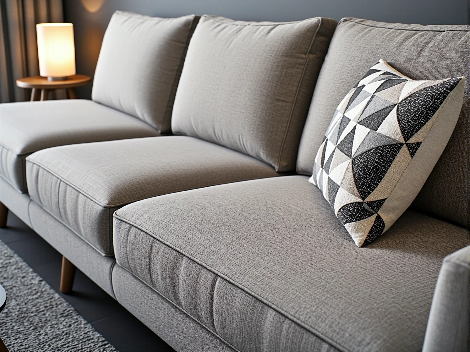 Kompaktowy narożnik z funkcją spania idealny do kawalerki lub małego pokoju dziennego.