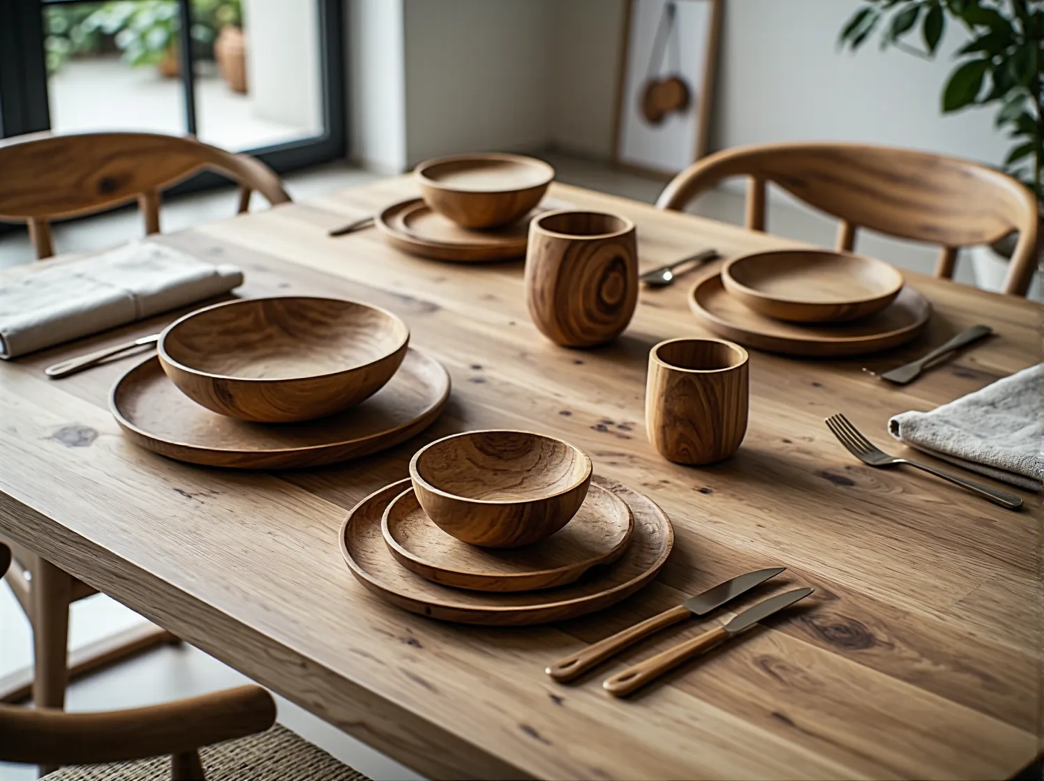 Stylowe wnętrze wyposażone w meble z certyfikowanych surowców odnawialnych.