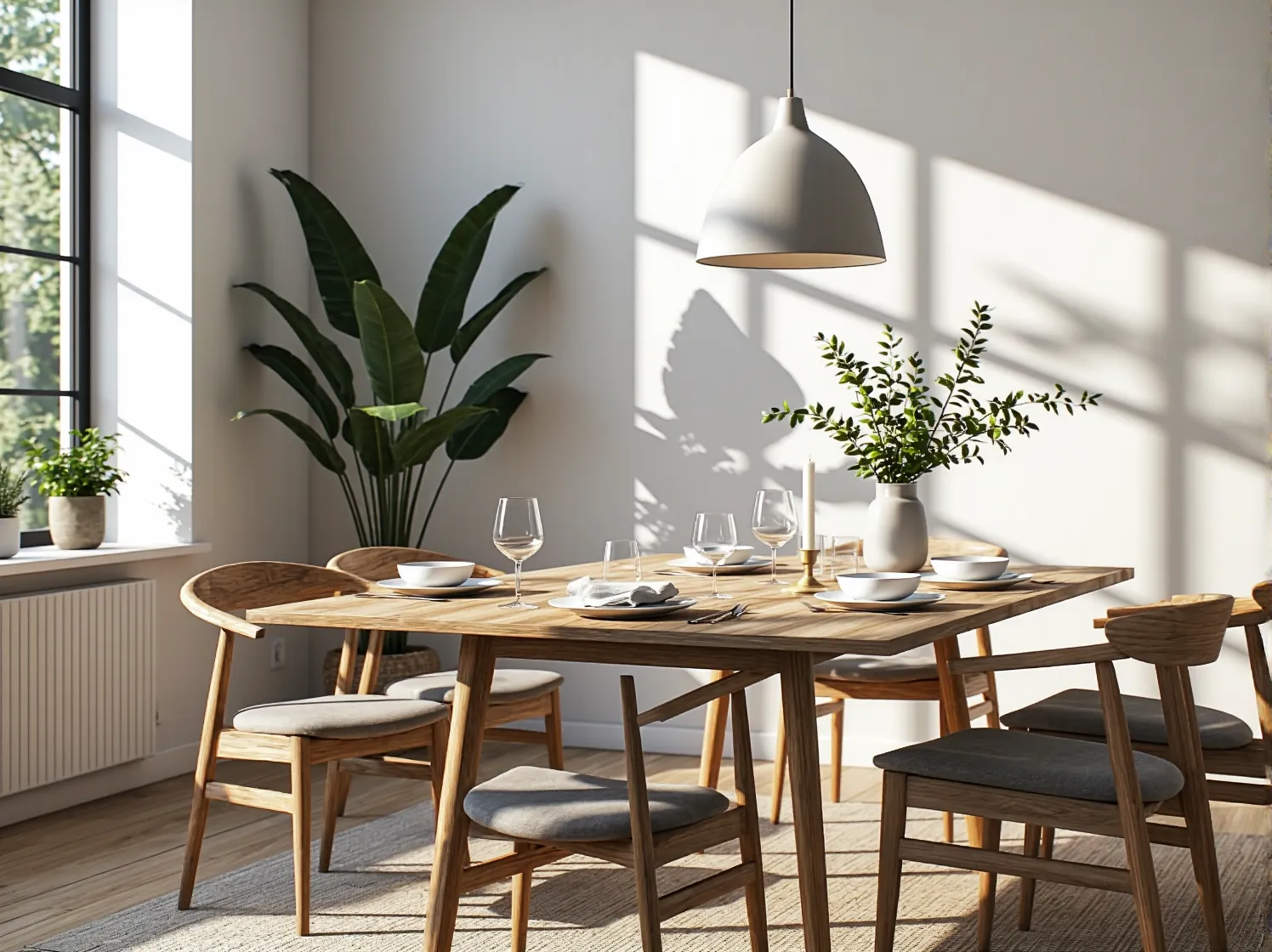 Minimalistyczne techniki dekoracyjne na ścianie w jasnym skandynawskim wnętrzu.