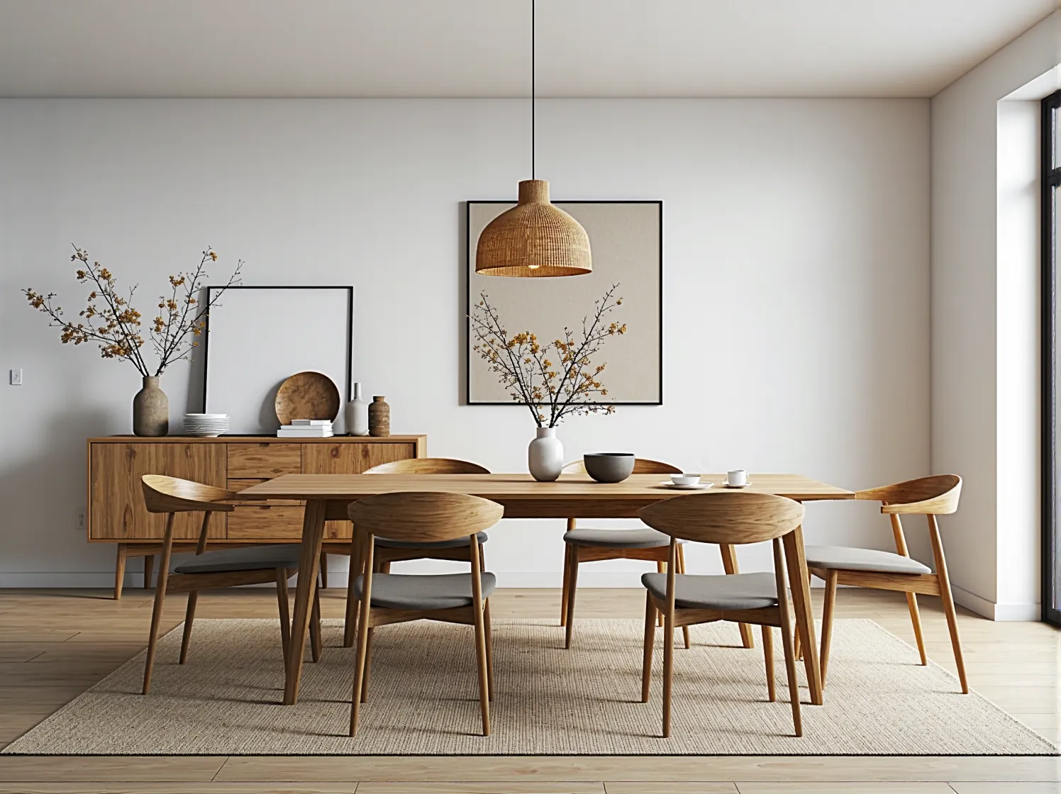 Niskie łóżko w sypialni japandi, podkreślające japoński wpływ na wystrój i funkcjonalność.