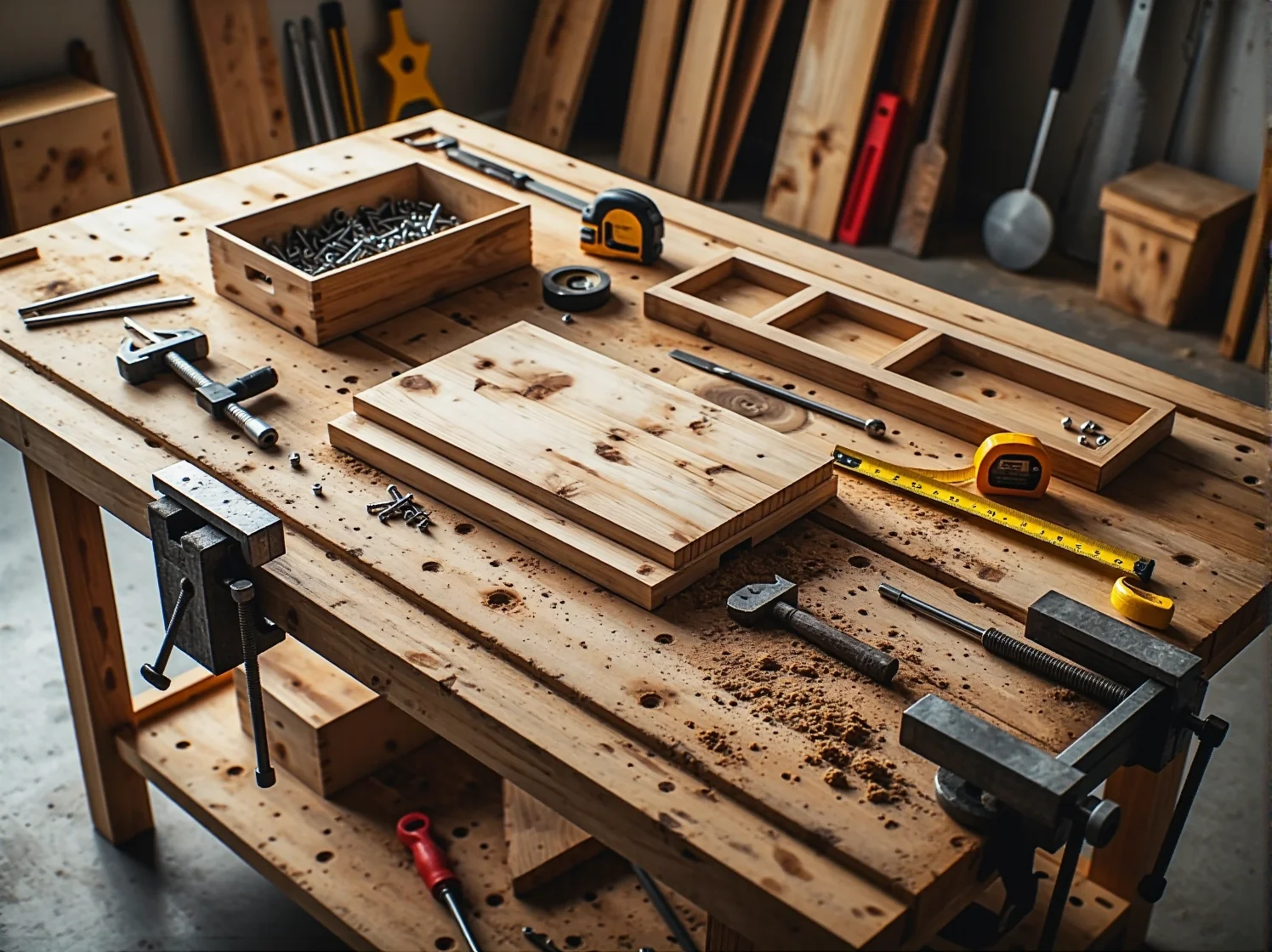 Zestaw podstawowych narzędzi ręcznych dla majsterkowicza: młotek, śrubokręty i kombinerki.