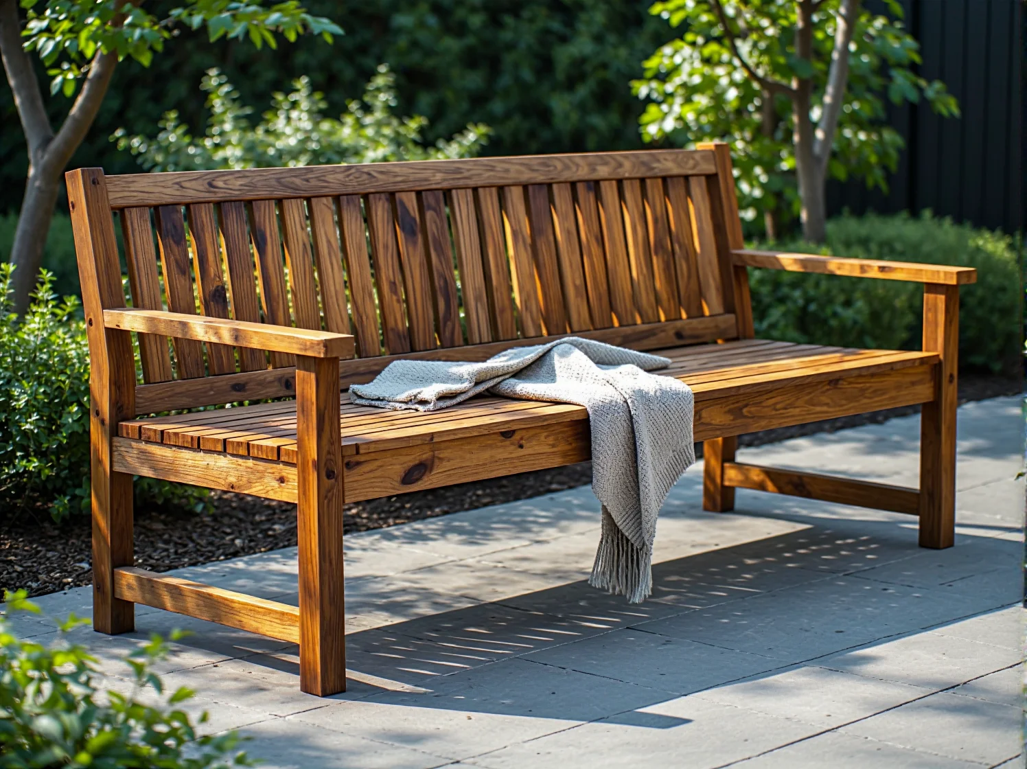 Ranking impregnatów do drewna. Różne puszki z produktami do ochrony mebli ogrodowych na drewnianym tle.