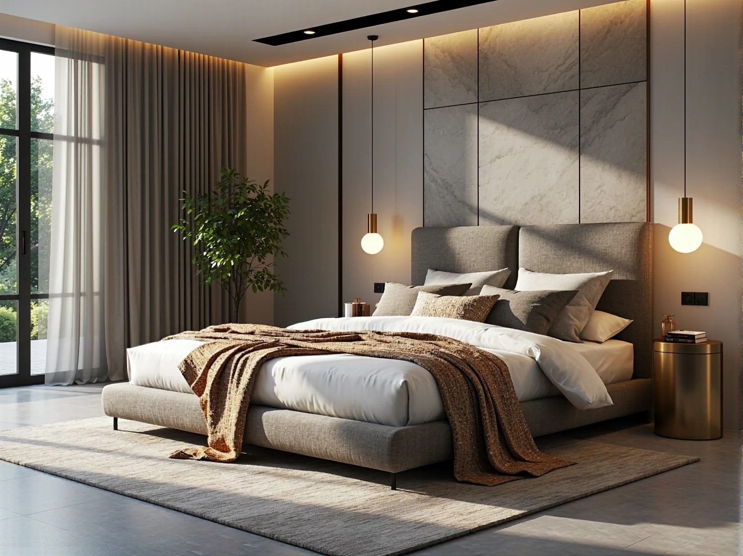 Nowoczesna sypialnia z łóżkiem glamour zapewniającym wysoki komfort snu.