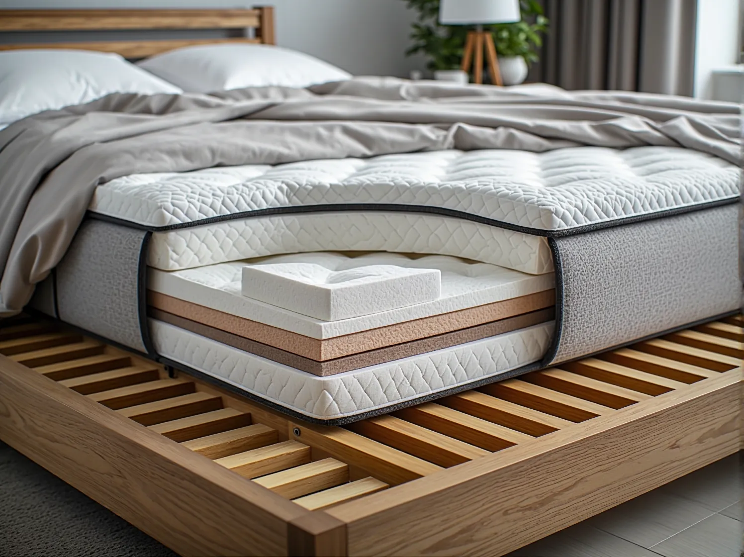 Symboliczna ulga w bólu pleców dzięki zastosowaniu nowoczesnego materaca z pianki z pamięcią kształtu.